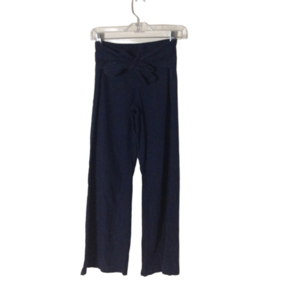 Vero Moda Navy Blue Linen Wide Leg Cropped Pants